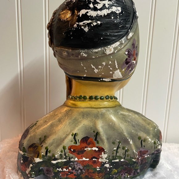 1923 Joe Celona Chalkware Bust of Beautiful Asian Woman 9.5X8 - Picture 6 of 10